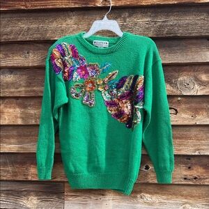 Vintage western collection knit sequin holiday sweater